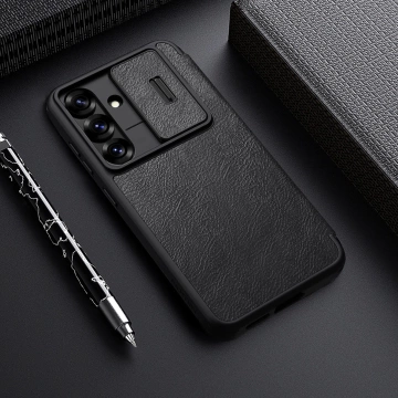 Hülle für Samsung Galaxy S25 Nillkin Qin Pro Schwarz mit Flip