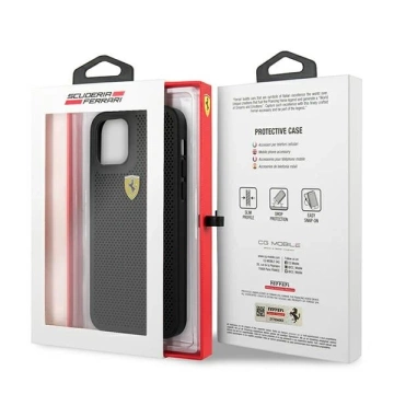 Ferrari iPhone 12/12 Pro 6.1" Handyhülle schwarz/schwarz Hardcase On Track Perforated