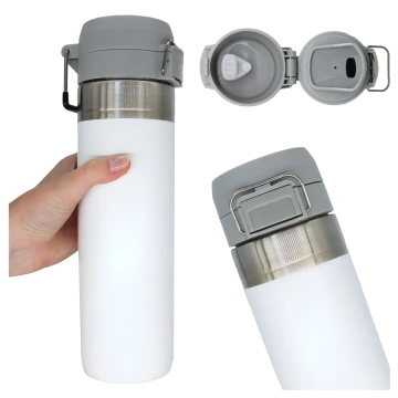 Alogy Thermos ThermoGo™ 800ml Edelstahl-Reisebecher, auslaufsicher, faltbar, ideal für Kaffee, Tee, Sport und Auto, hält Getränke lange warm, weiß