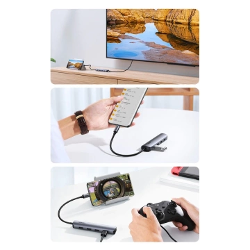 Ugreen Adapter USB Typ C - HDMI / 4 x USB grau (CM417)