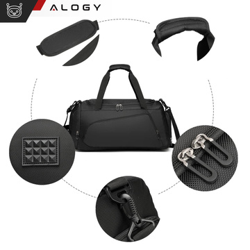 Schultertrainings-Sporttasche für Herren und Damen für das Fitnessstudio, Reisetasche aus Thermostoff, Fassungsvermögen 40 l, Alogy Black