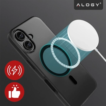 Hülle für Apple iPhone 16 Pro Max Alogy MagSafe Hybrid Matte Case Matte Cover mit Linsenschutz Schwarz