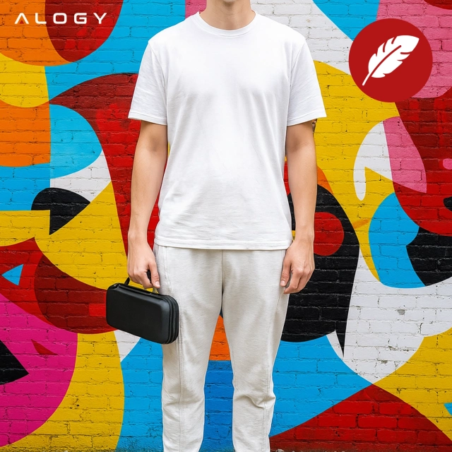 Pokrowiec Etui do Nintendo Switch 2 2025 Torba Ochronna Twarda EVA, Wodoodporna, Lekka, z Uchwytami i przegrodami akcesoria Alogy HardFoamBag™ – Czarna + 2X SZKŁO HARTOWANE