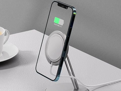 Uchwyt stojak do ładowarki Qi MagSafe na biurko Alogy do iPhone 12 13 14 Srebrny