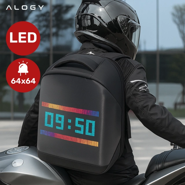 Plecak z oświetleniem LED RGB Alogy PixelBag™ Piksele bluetooth led telefon komórkowy sterowana aplikacją pixel Czarny