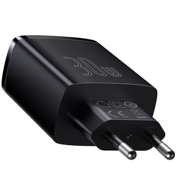 Ładowarka sieciowa Baseus Compact Quick Charger 2xUSB USB-C PD QC 3.0 3A 30W Czarna