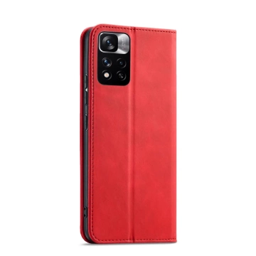 Magnet Fancy Case etui do Xiaomi Redmi Note 11 Pro pokrowiec portfel na karty kartę podstawka czerwony