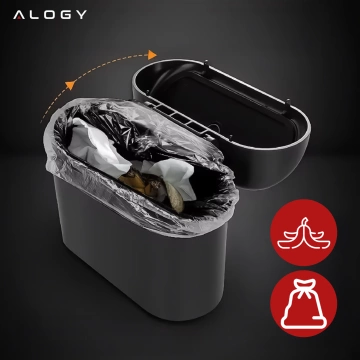 Samochodowy kosz na śmieci organizer mini mały przenośny śmietnik do samochodu auta domu Alogy czarny