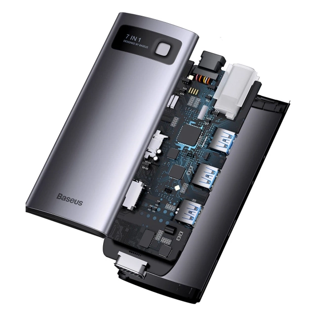 Baseus Metal Gleam Series stacja dokująca HUB 7 w 1 szary (WKWG040013)