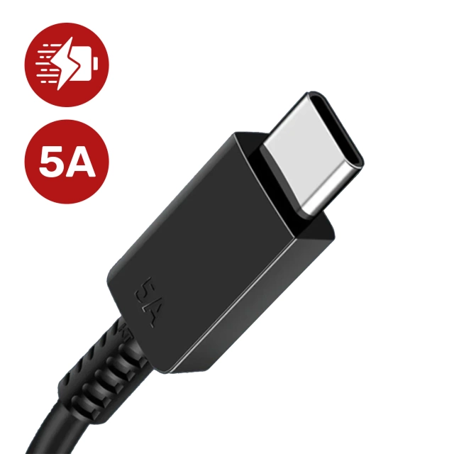 Kabel USB-C 5A 1.8 m Oryginalny Samsung EP-DX510, Szybkie Ładowanie, Przewód do Ładowarki i Transferu Danych, Czarny