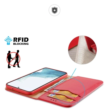 Dux Ducis Hivo Schutzhülle für Samsung Galaxy S23 Plus Flip Cover Wallet Stand RFID Blocker rot
