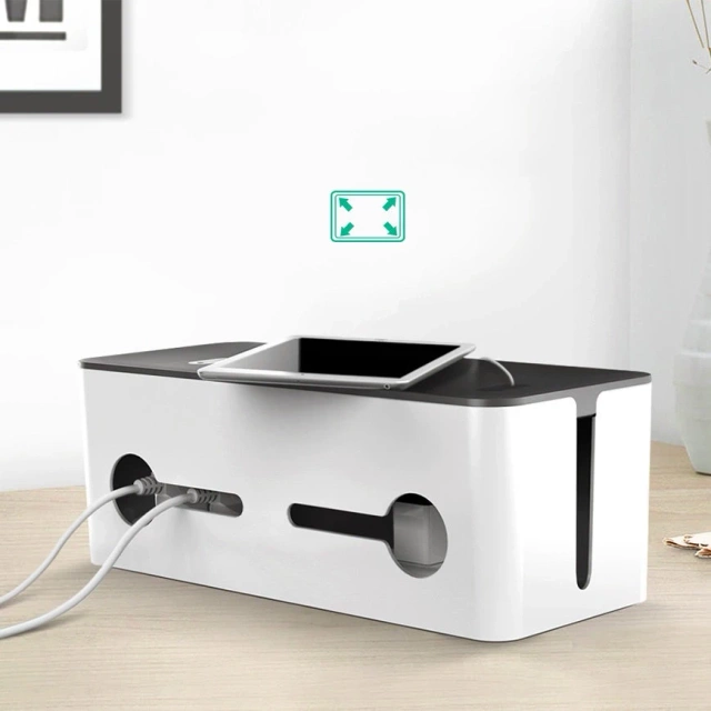 Organizer do kabli UGREEN pudełko pojemnik na listwy L 42,5x17,5x15,5cm czarno-biały (LP110)