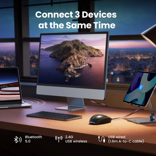 UGREEN MU103 MYSZ BEZPRZEWODOWA 2.4GHz BT 5.0 DPI USB-C CZARNA