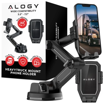 7,2-Zoll-Autotelefonhalter für LKW, Bus, LKW, Bagger, Auto, 43 cm lang, für das Cockpitfenster, Alogy, Schwarz