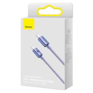 Baseus Crystal Shine Series Kabel USB-Kabel für schnelles Aufladen und Datenübertragung USB Typ C - USB Typ C 100 W 1,2 m lila (CAJY000605)