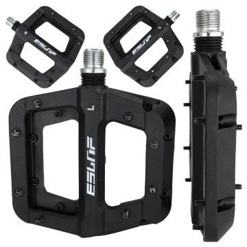 Pedały rowerowe platformowe do roweru szosowego i górskiego platformowe MTB 3 łożyska czarne komplet [2szt.] Czarne