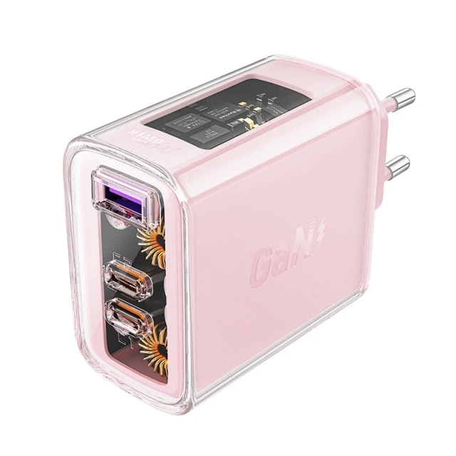 Acefast A45 GaN 65W 3-Port Ladegerät (1xUSB, 2xUSB-C) rosa