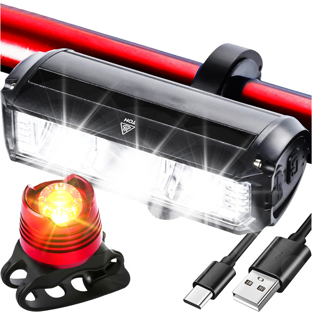 Lampka rowerowa przednia + tylna LED światło oświetlenie roweru na rower przód tył Mocna 900lm Alogy czarna czerwona