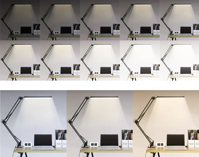 Lampka biurkowa LED 2w1 szkolna na biurko dla dzieci kreślarska do biura czarna