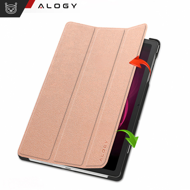 Etui + szkło do T-Mobile T Tablet 5G 10.36" obudowa na tablet Alogy Book Cover Case Rose Gold + Rysik Gratis