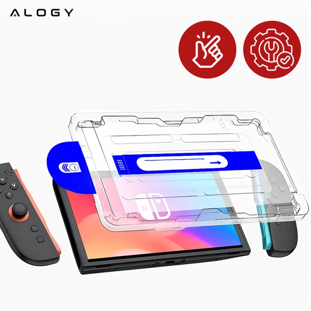 Szkło hartowane do Nintendo Switch 2 2025 ochronne szkiełko na ekran 9H Alogy EasyShield™️ z ramką montażową