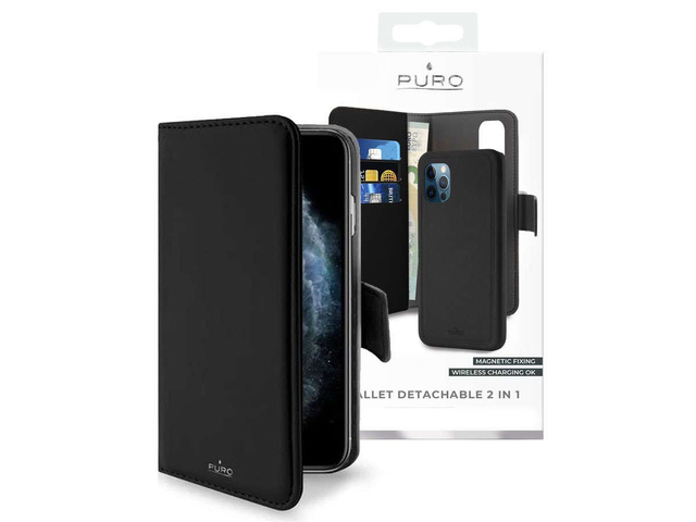 Etui obudowa PURO Wallet Detachable do Apple iPhone 12/ 12 Pro Czarne