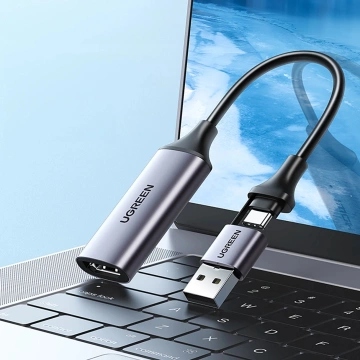 Ugreen CM489 HDMI-auf-USB-A/USB-C-Grabber-Adapter 1080p 30Hz Grau