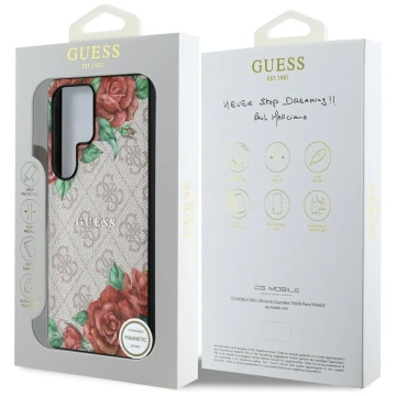 Etui Guess 4G Flowers Print MagSafe do Samsung Galaxy S25 Ultra Różowy