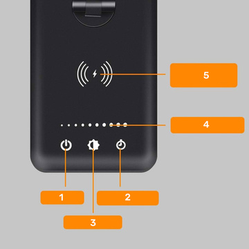 Schwarze LED-Schreibtischlampe mit induktivem Ladegerät für QI-Telefon