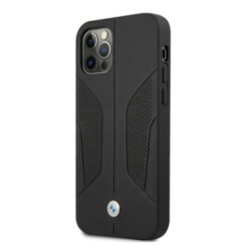 Etui für das Telefon BMW BMHCP12LRSCSK für das Apple iPhone 12 Pro Max 6,7" Czarny/Black Hardcase Leather Perforate Sides
