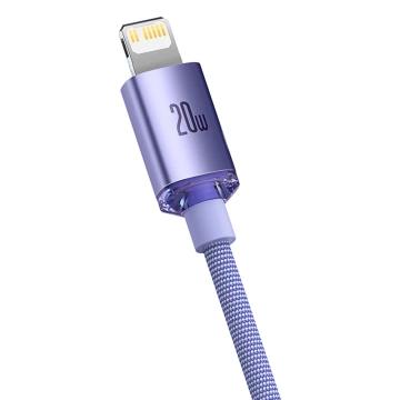 Baseus Crystal Shine Series Kabel USB-Kabel für schnelles Aufladen und Datenübertragung USB Typ C - Lightning 20W 1,2m Lila (CAJY000205)