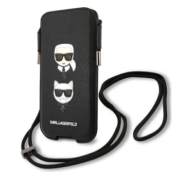 Karl Lagerfeld Handtasche KLHCP12LOPHKCK 6.7" schwarz/schwarz Hardcase Saffiano Ikonik Karl