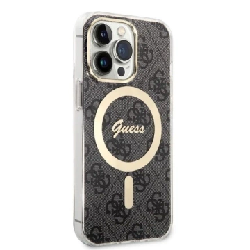 Zestaw Guess GUBPP13XH4EACSK Case Charger iPhone 13 Pro Max Czarny/Black Hard Case 4G Print MagSafe