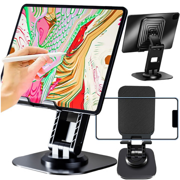 Handy-Halterung, Tablet-Ständer, Ständer, faltbar, verstellbar, Aluminium, für Schreibtisch von 10,2–32,9 cm (4–12,9 Zoll) 360 Alogy Schwarz