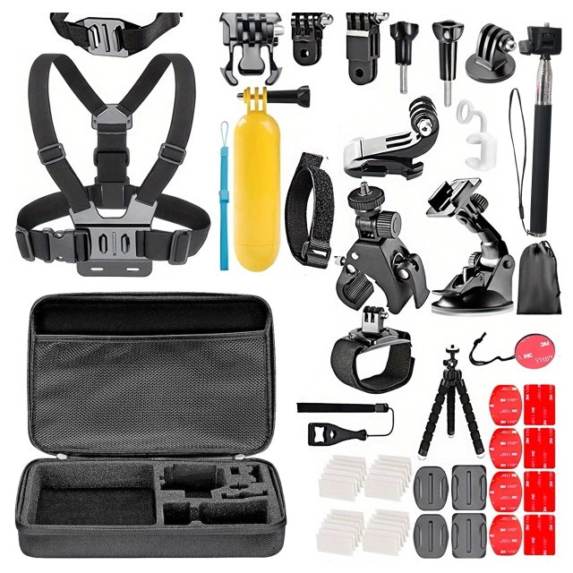 Zestaw Akcesoriów do GoPro Hero 13 12 11 10 9 8 7 6 kamerki sportowej zestaw mocowań Alogy ActionKit™ XXL 58w1 z Etui pokrowcem Walizką