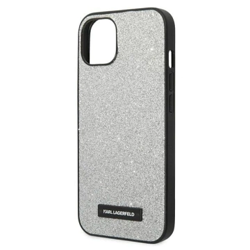 Karl Lagerfeld KLHCP14MG2ELS Schutzhülle für Apple iPhone 14 Plus 6,7" Hardcase Silber/Silber Glitter Plaque Logo