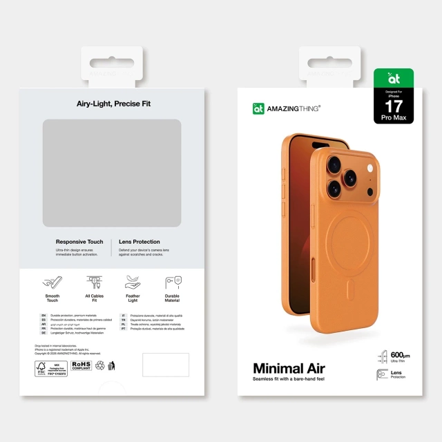 Etui Ochronne do iPhone 17 Pro Max AMAZINGTHING Minimal Air Case MagSafe Pomarańczowe