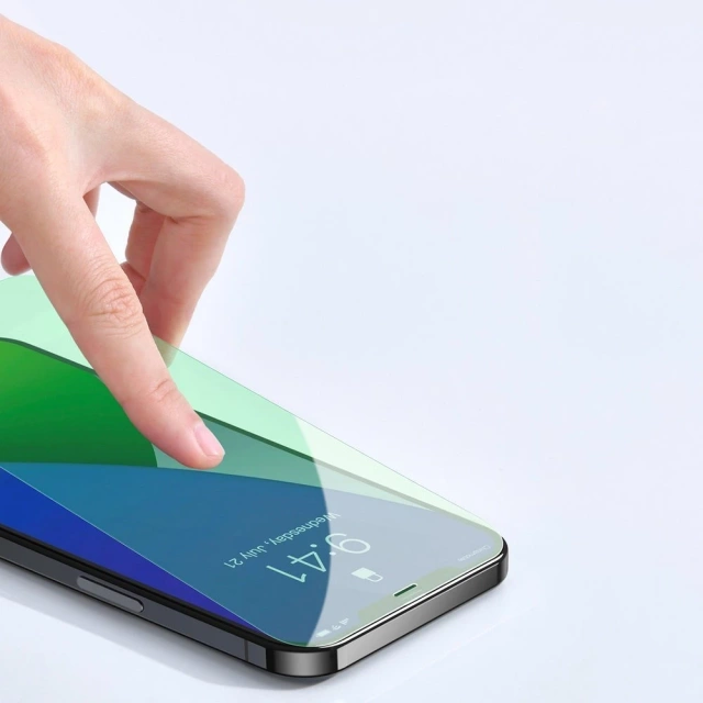 Baseus 2x zielone szkło hartowane 0,15 mm z filtrem Anti Blue Light iPhone 12 mini (SGAPIPH54N-LP02)