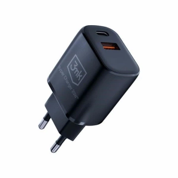 3mk HyperCharger 20W Wandladegerät 1xUSB-C 1xUSB-A PD/QC Schwarz