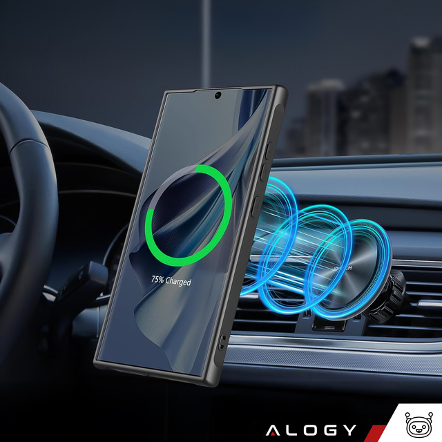 Etui do Samsung Galaxy S23 Ultra obudowa do MagSafe Case matowe Alogy Ring Mag Clear do ładowarek Qi Czarne