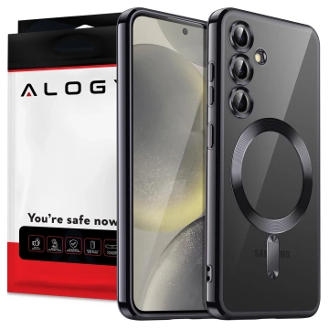 MagSafe-Hülle für Apple iPhone 16 Pro Max Alogy Glamour Luxus-Ringgehäuse Gold-Transparent