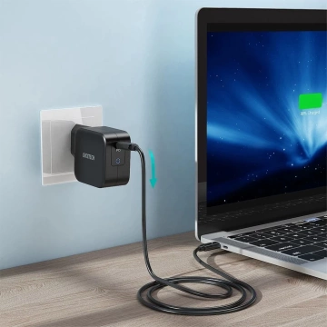 Choetech GaN Ladegerät USB Typ C 60W Power Delivery USB Typ C - USB Typ C Kabel 1,8m schwarz (Q6006)