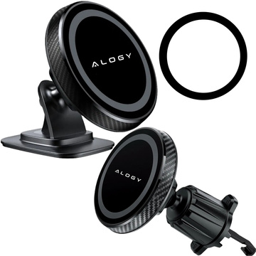 Magnetische Autohalterung für Telefon, Fenster, Kühlergrill, Cockpit, Armaturenbrett, Auto, Telefon, Alogy Black