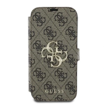 Guess 4G Metal Logo Book Case do iPhone 16 Pro Max – Brown