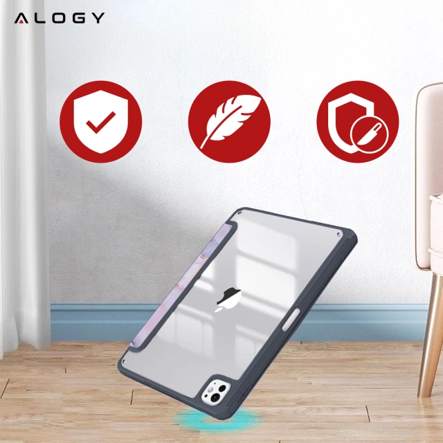 Etui hybrydowe z miejscem na rysik do Apple iPad Air 11" (2024,2025) / Air 10.9" (2020,2022) / Pro 11 (2018) Alogy Hybrid Book Cover Case Marble Fioletowe + Szkło