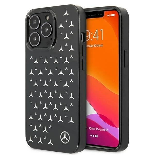 Etui ochronne Mercedes MEHCP13LESPBK do Apple iPhone 13 Pro / 13 6,1" czarny/black hardcase Silver Stars Pattern