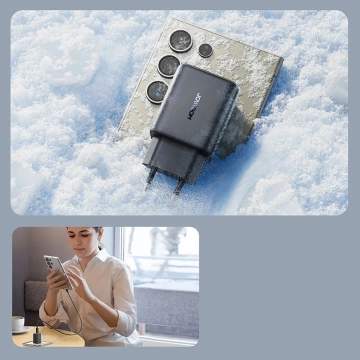 Joyroom USB-C 25W SFC / PPS / PD Netzwerkladegerät - Schwarzes USB-C / USB-C-Kabel 1 m