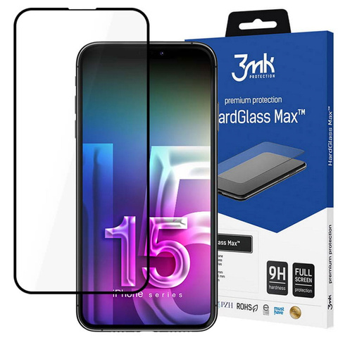 Szkło hartowane do Apple iPhone 15 Pro Max 3mk HardGlass Max ochronne na ekran Black