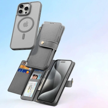 Dux Ducis Lawa Lederhülle für iPhone 15 Pro Max mit MagSafe - Grau