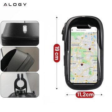 Tasche Wasserdichte Fahrradtasche für Telefon 6,4 Zoll Lenkerhalter 0,5 l Alogy Schwarz